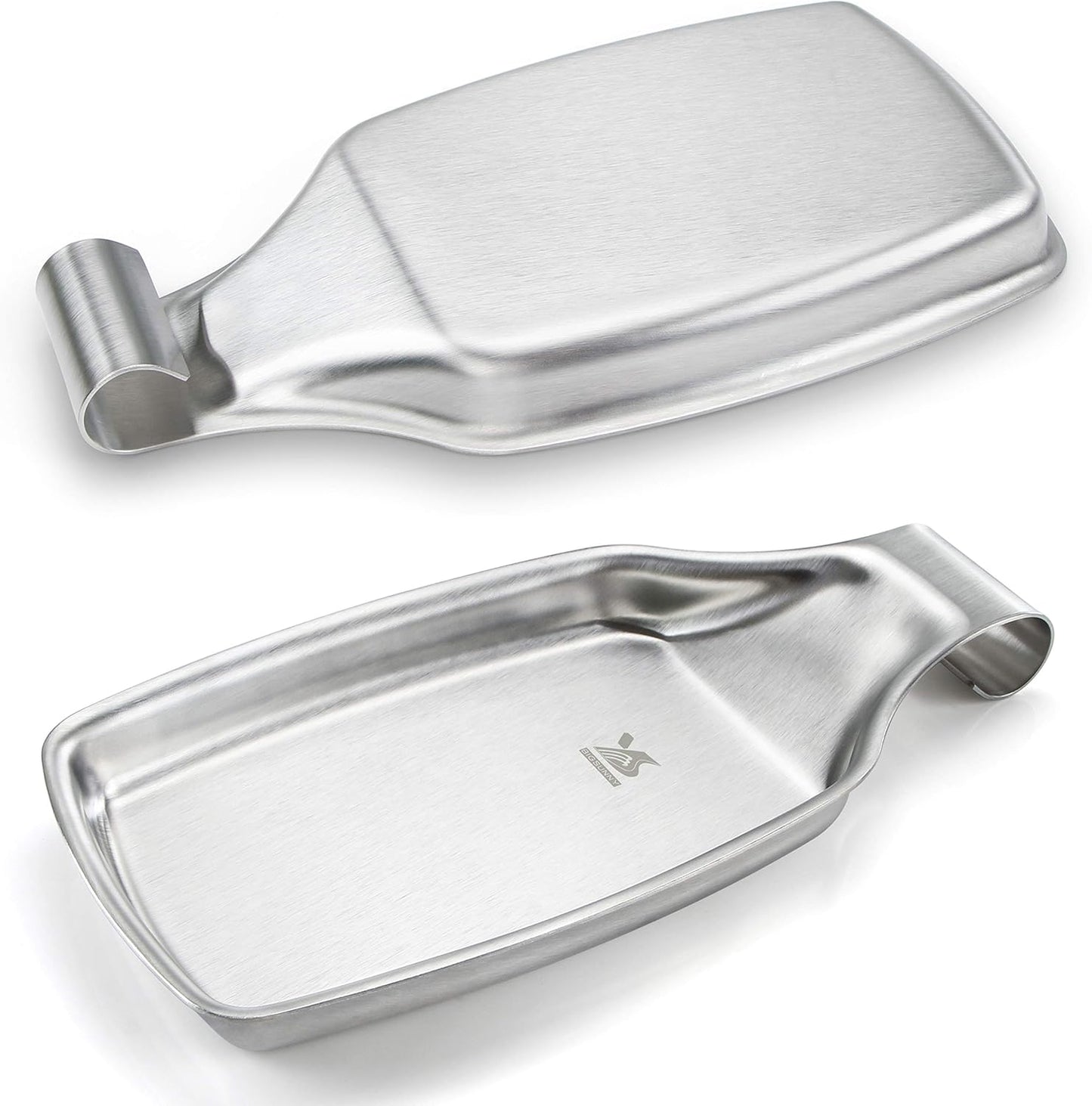MSY BIGSUNNY Spoon Rest for Stove Top, 304 Stainless Steel Cooking Utensils Spatula Rest for Kitchen Counter, 2 Pack
