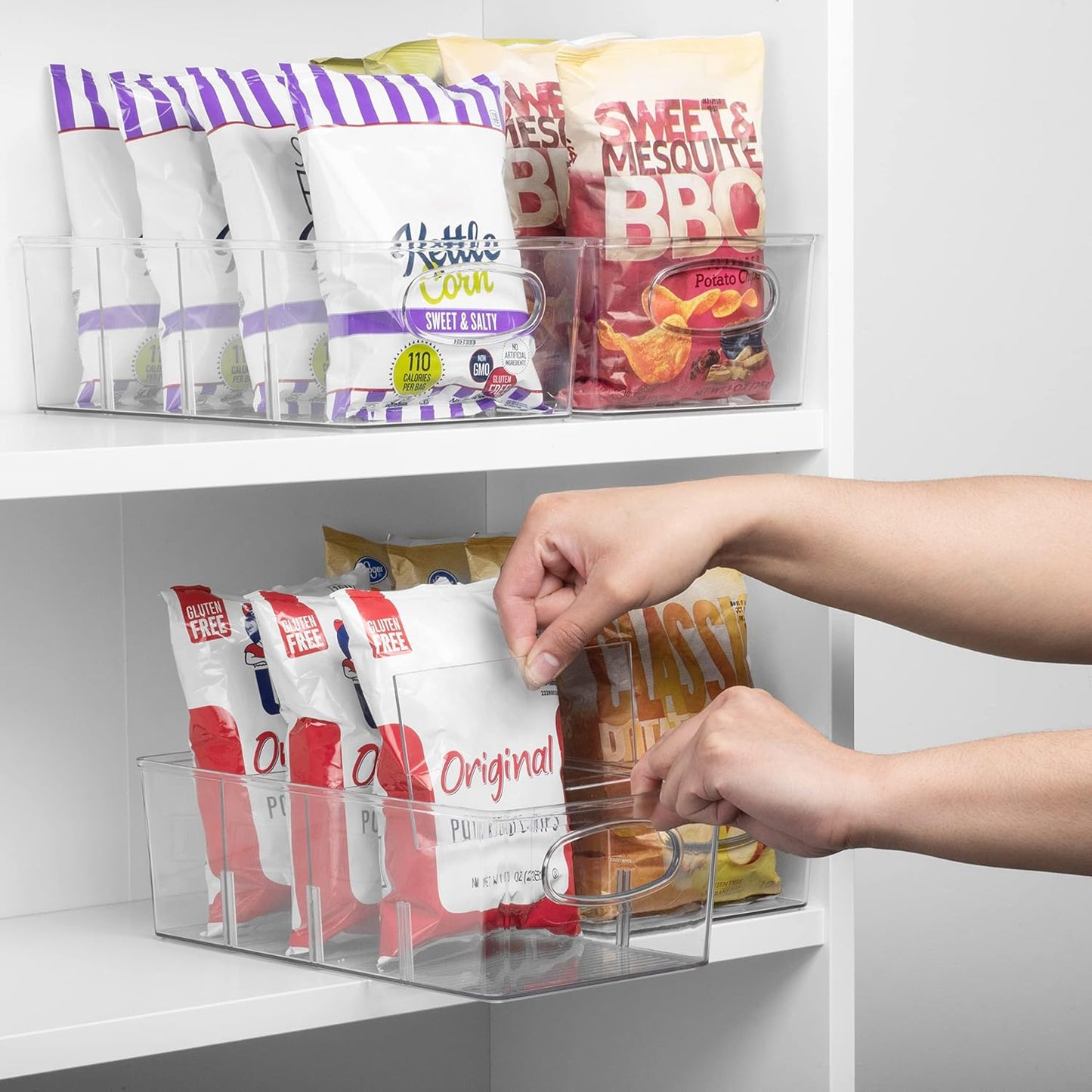 Pantry Organizers and Storage and Cabinet Organizer, 4 Pack - Kitchen Organizers and Storage, Great Fridge or Snack Organizer - Perfect in Refrigerator or Cupboard Shelf