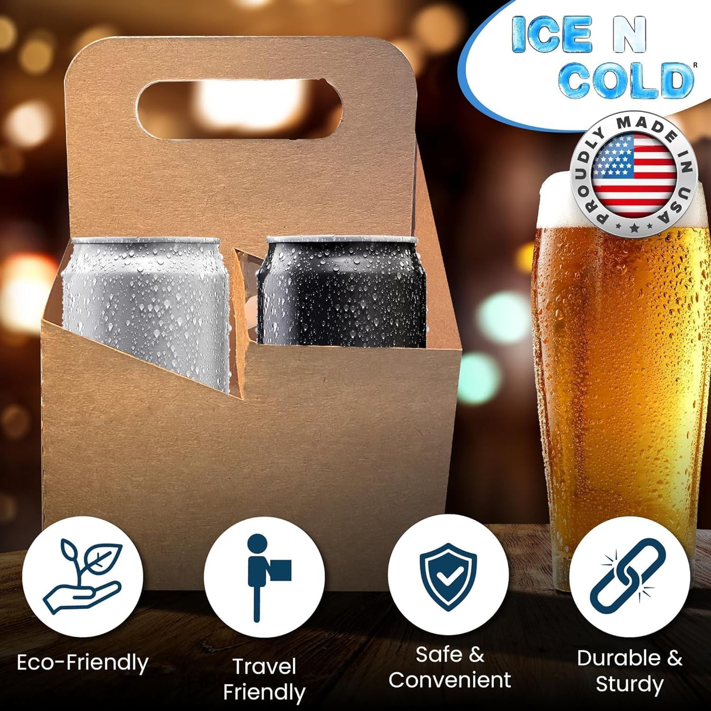 2 Cup Kraft Cardboard Beverage Carrier (Pack of 10) - Durable Drink Carriers for Hot or Cold Beverages - Perfect for Food Delivery Service, Door Dash, Uber Eats, or Any Takeout Dining Needs