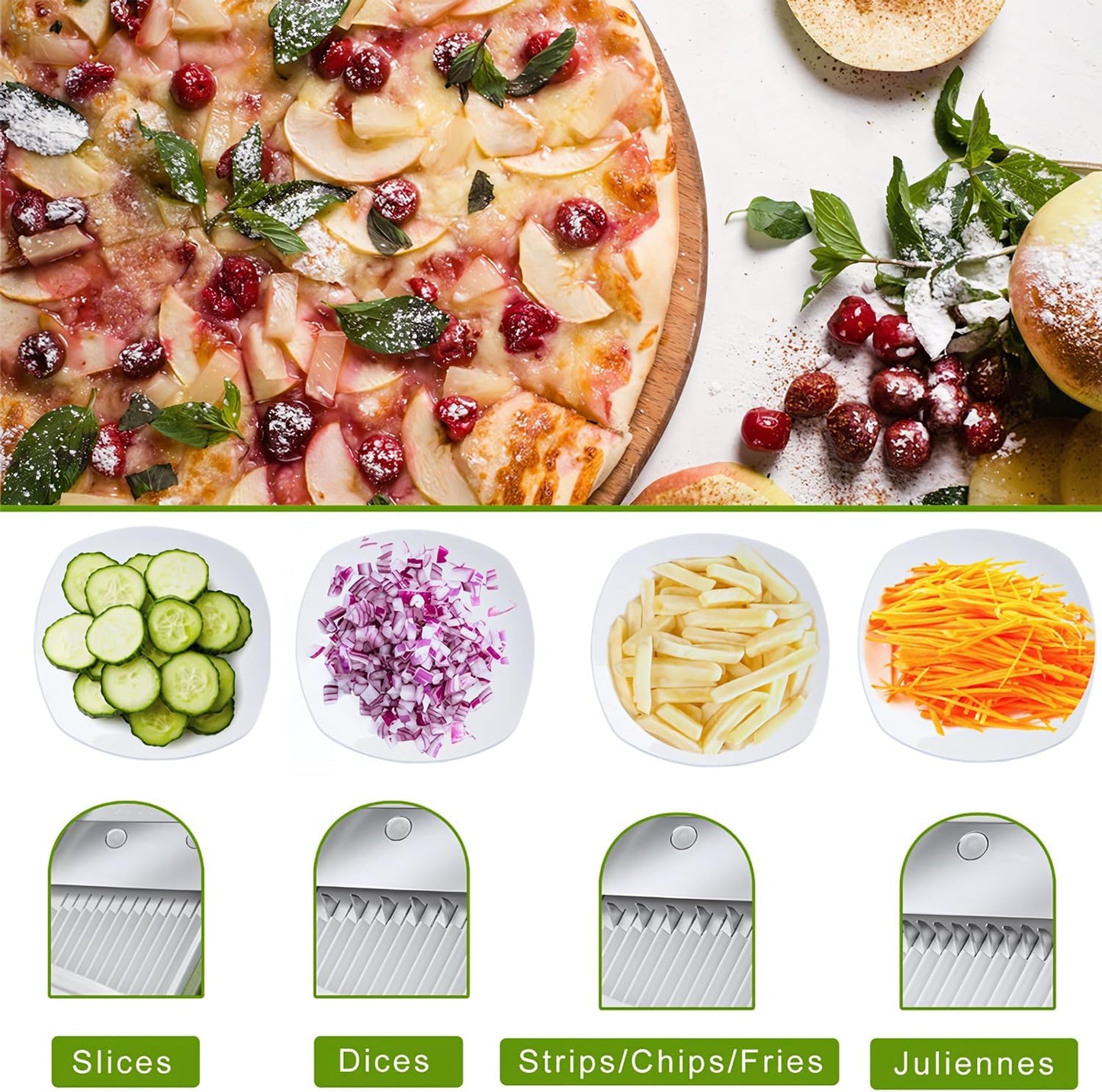 ShanSon Safe Mandoline Slicer,French Fry Cutter,Multifunctional Vegetable Chopper,Mandoline Potato Slicer with 25+ Presets & Thickness Adjuster, Chopping Artifact for Kitchen Meal Prep,Gray