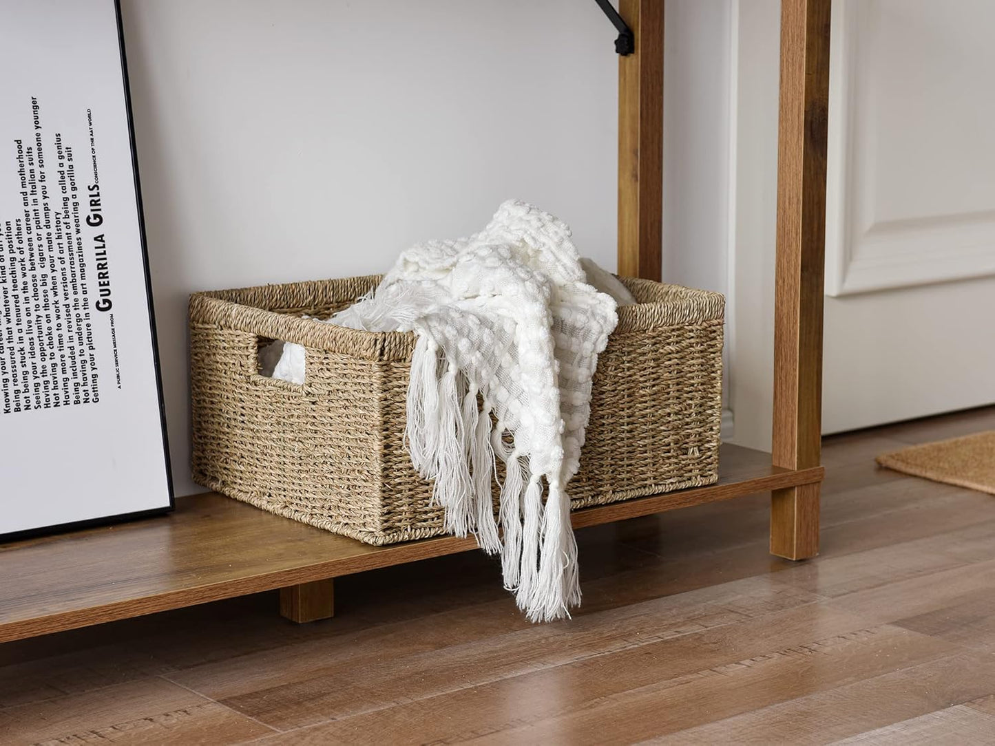 StorageWorks Large Wicker Baskets for Organizing, Seagrass Storage Basket with Built-in Handles for Pantry, Entryway, Living Room, 1 Pack