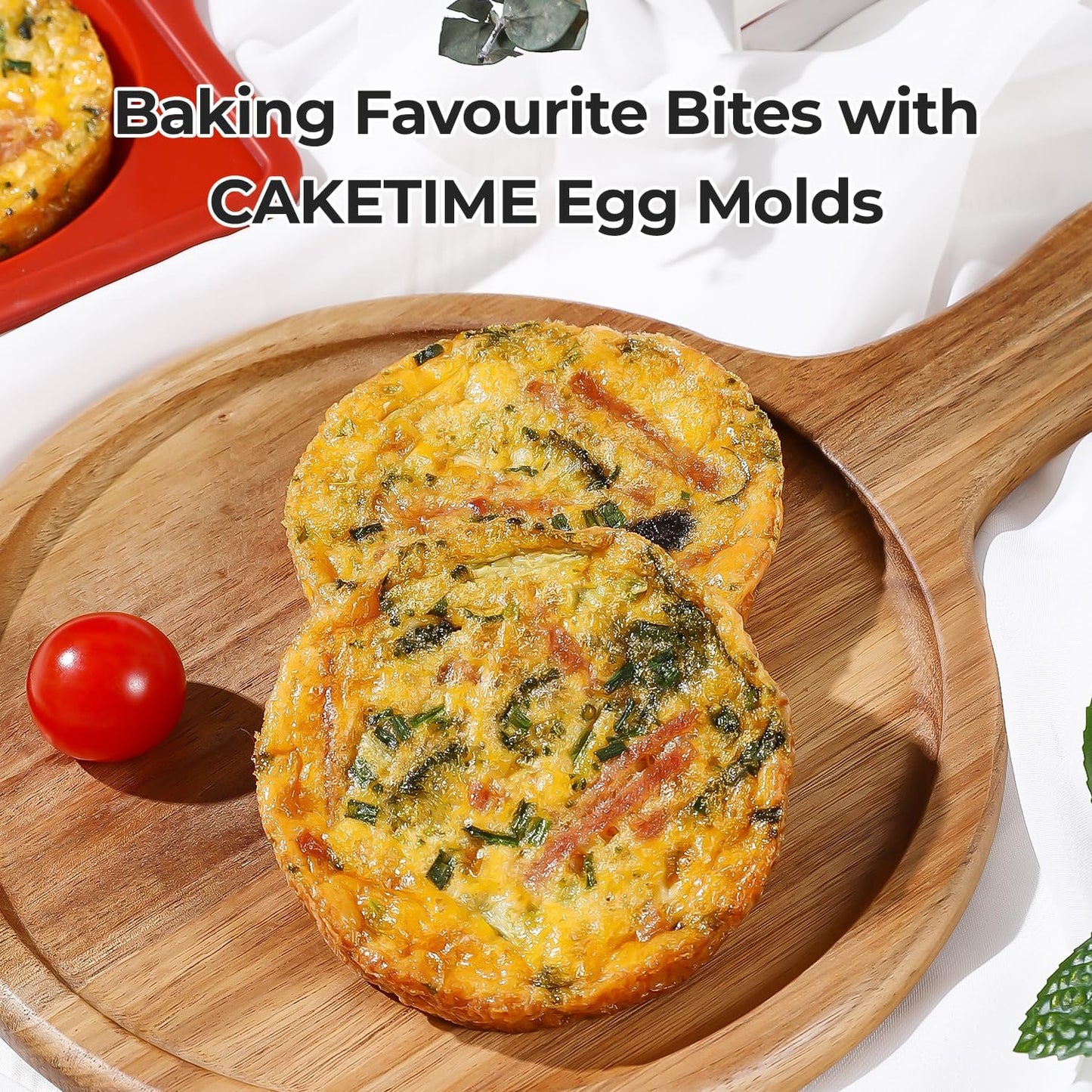 CAKETIME Silicone Muffin Top Pan with Metal Frame, 4 Inch Non Stick Round Egg Baking Pan for Oven English Muffins, Whoopie Pies, Corn Bread, Egg Bites, Breakfast Sandwiches Tarts 2 Pack Brown