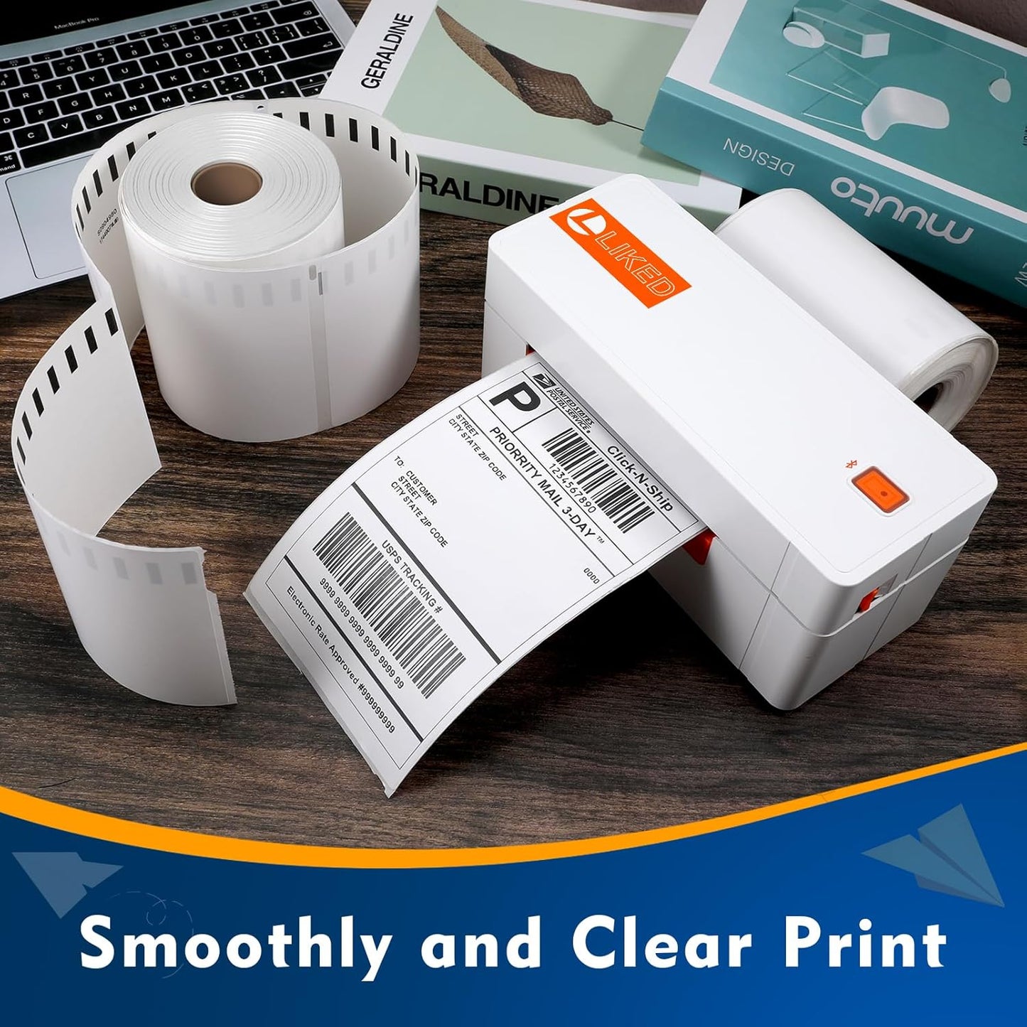 L LIKED 2200 PCS 4"x 6" Direct Thermal Labels White Perforated Shipping Label, Compatible with DYMO 4XL 1744907,Zebra, Rollo, Jadens, Nelko, 220 Labels per Roll, 10 Rolls