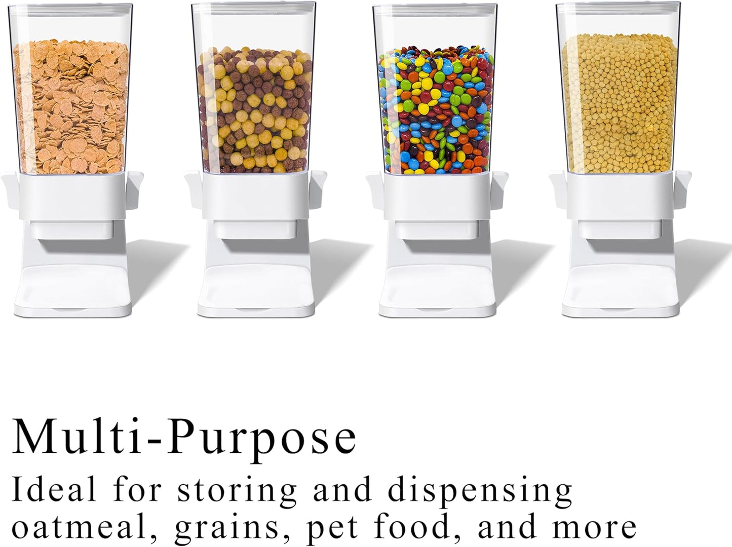 Cereal Dispenser Countertop, 5L Cereal Containers Storage Dispenser for Pantry, Large Dry Food Cereal Dispenser, Not Easy to Crush Cereal, Can Hold Oatmeal, Snack, Grain, Pet Food (White, 2Pc)