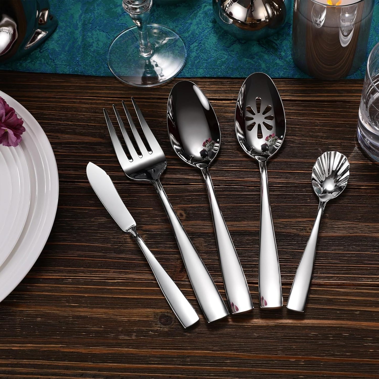 KEAWELL Premium 20/45/65 Piece Louis Silverware Set, 18/10 Stainless Steel, Service for 4/8/12, Fine Flatware Set, Dishwasher Safe (65)