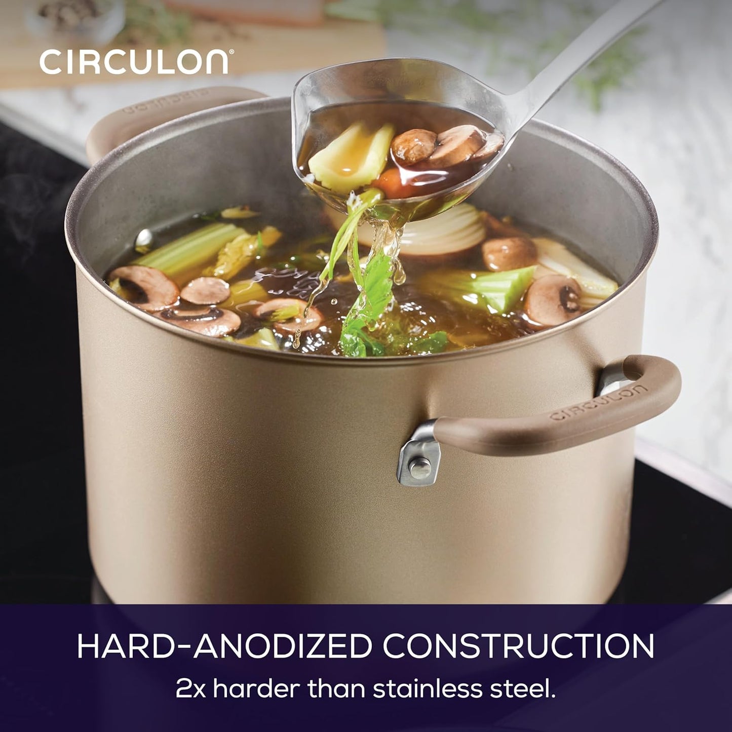 Circulon Premier Professional Hard Anodized Nonstick Cookware Induction Pots and Pans Set, 8 Piece - Bronze