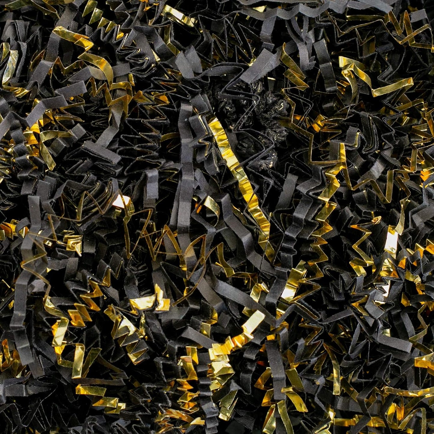 MagicWater Crinkle Cut Paper for Gift Baskets - 2LB - Black & Gold - Perfect for Shredded Paper Filler, Basket Filler, Gift Boxes, Bridesmaid Gifts, Halloween Stuffers & More – Ideal for All Occasions