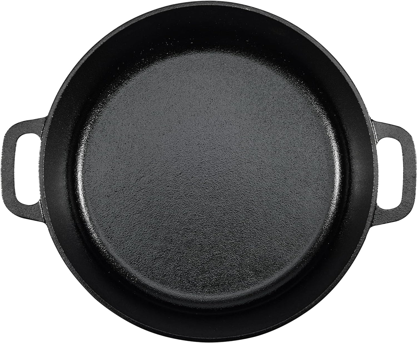 Amazon Basics Round Pre-Seasoned Cast Iron Dutch Oven Pot with Lid and Dual Handles, Heavy-Duty & Large, 7-Quart, Black