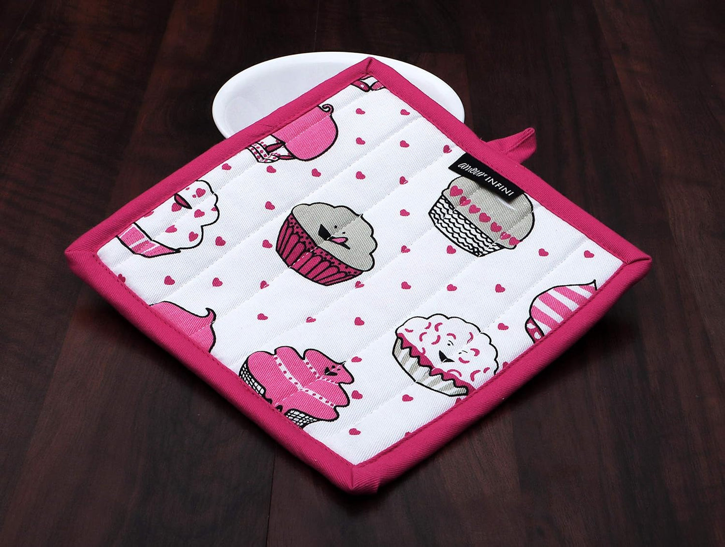AMOUR INFINI Pot Holders and Oven Mitt Heat Resistant Non Slip Reusable Set of 1 Oven Mitt and 1 Pot Holder Oven Gloves Pot Holder for Cooking